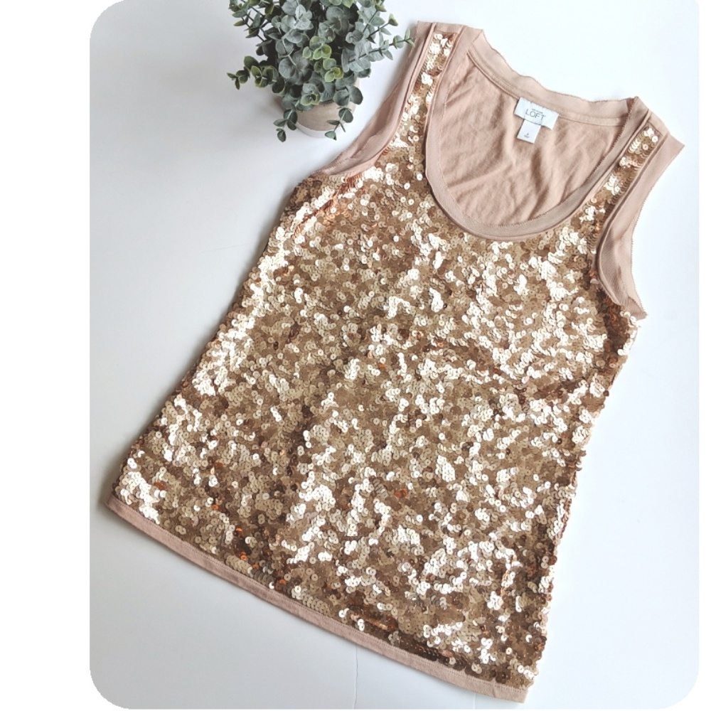 ‼️Loft Blush Sequin Tank Size S
